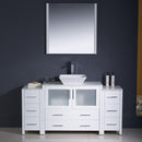 Fresca Torino 60" White Modern Bathroom Vanity with 2 Side Cabinets and Vessel Sink FVN62-123612WH-VSL