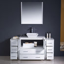 Fresca Torino 60" White Modern Bathroom Vanity with 2 Side Cabinets and Vessel Sink FVN62-123612WH-VSL