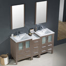 Fresca Torino 60" Gray Oak Modern Double Sink Bathroom Vanity with Side Cabinet and Integrated Sinks FVN62-241224GO-UNS