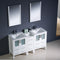 Fresca Torino 60" White Modern Double Sink Bathroom Vanity with Side Cabinet and Integrated Sinks FVN62-241224WH-UNS