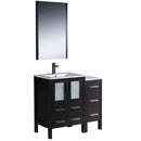 Fresca Torino 36" Espresso Modern Bathroom Vanity w/ Side Cabinet & Integrated Sinks FVN62-2412ES-UNS