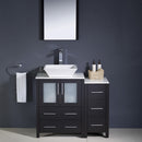 Fresca Torino 36" Espresso Modern Bathroom Vanity with Side Cabinet and Vessel Sink FVN62-2412ES-VSL