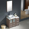 Fresca Torino 36" Gray Oak Modern Bathroom Vanity with Side Cabinet and Vessel Sink FVN62-2412GO-VSL