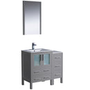 Fresca Torino 36" Gray Modern Bathroom Vanity w/ Side Cabinet & Integrated Sinks FVN62-2412GR-UNS