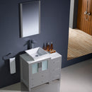 Fresca Torino 36" Gray Modern Bathroom Vanity with Side Cabinet and Vessel Sink FVN62-2412GR-VSL