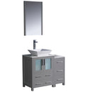 Fresca Torino 36" Gray Modern Bathroom Vanity w/ Side Cabinet & Vessel Sink FVN62-2412GR-VSL