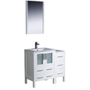 Fresca Torino 36" White Modern Bathroom Vanity w/ Side Cabinet & Integrated Sink FVN62-2412WH-UNS