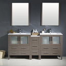 Fresca Torino 72" Gray Oak Modern Double Sink Bathroom Vanity with Side Cabinet and Integrated Sinks FVN62-301230GO-UNS