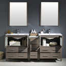 Fresca Torino 72" Gray Oak Modern Double Sink Bathroom Vanity with Side Cabinet and Integrated Sinks FVN62-301230GO-UNS