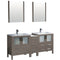 Fresca Torino 72" Gray Oak Modern Double Sink Bathroom Vanity w/ Side Cabinet & Integrated Sinks FVN62-301230GO-UNS