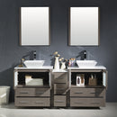 Fresca Torino 72" Gray Oak Modern Double Sink Bathroom Vanity with Side Cabinet and Vessel Sinks FVN62-301230GO-VSL