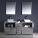 Fresca Torino 72" Gray Modern Double Sink Bathroom Vanity with Side Cabinet and Vessel Sinks FVN62-301230GR-VSL