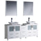 Fresca Torino 72" White Modern Double Sink Bathroom Vanity w/ Side Cabinet & Vessel Sinks FVN62-301230WH-VSL