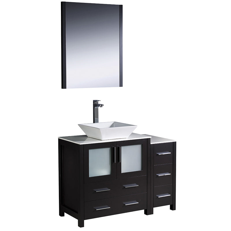 Fresca Torino 42" Espresso Modern Bathroom Vanity w/ Side Cabinet & Vessel Sink FVN62-3012ES-VSL