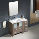 Fresca Torino 42" Gray Oak Modern Bathroom Vanity with Side Cabinet and Integrated Sink FVN62-3012GO-UNS