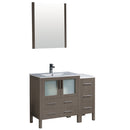 Fresca Torino 42" Gray Oak Modern Bathroom Vanity w/ Side Cabinet & Integrated Sink FVN62-3012GO-UNS