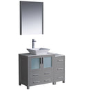 Fresca Torino 42" Gray Modern Bathroom Vanity w/ Side Cabinet & Vessel Sink FVN62-3012GR-VSL