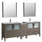 Fresca Torino 84" Gray Oak Modern Double Sink Bathroom Vanity w/ Side Cabinet & Integrated Sinks FVN62-361236GO-UNS