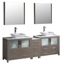 Fresca Torino 84" Gray Oak Modern Double Sink Bathroom Vanity w/ Side Cabinet & Vessel Sinks FVN62-361236GO-VSL