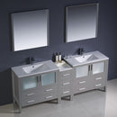 Fresca Torino 84" Gray Modern Double Sink Bathroom Vanity with Side Cabinet and Integrated Sinks FVN62-361236GR-UNS