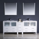 Fresca Torino 84" White Modern Double Sink Bathroom Vanity with Side Cabinet and Integrated Sinks FVN62-361236WH-UNS