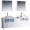 Fresca Torino 84" White Modern Double Sink Bathroom Vanity w/ Side Cabinet & Vessel Sinks FVN62-361236WH-VSL