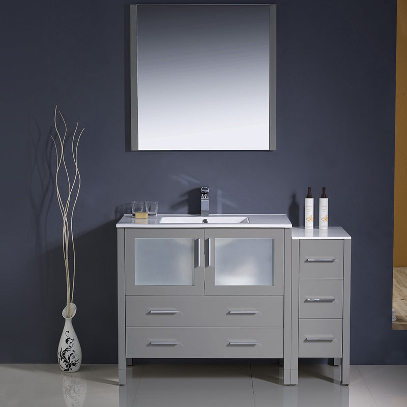 Fresca Torino 48" Gray Modern Bathroom Vanity with Side Cabinet and Integrated Sink FVN62-3612GR-UNS