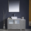 Fresca Torino 48" Gray Modern Bathroom Vanity with Side Cabinet and Vessel Sink FVN62-3612GR-VSL