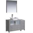 Fresca Torino 48" Gray Modern Bathroom Vanity w/ Side Cabinet & Vessel Sink FVN62-3612GR-VSL