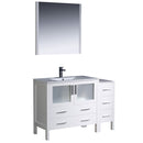 Fresca Torino 48" White Modern Bathroom Vanity w/ Side Cabinet & Integrated Sink FVN62-3612WH-UNS