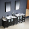 Fresca Torino 84" Espresso Modern Double Sink Bathroom Vanity with 3 Side Cabinets and Integrated Sinks FVN62-72ES-UNS
