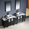 Fresca Torino 84" Espresso Modern Double Sink Bathroom Vanity with 3 Side Cabinets and Vessel Sinks FVN62-72ES-VSL