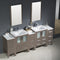 Fresca Torino 84" Gray Oak Modern Double Sink Bathroom Vanity with 3 Side Cabinets and Integrated Sinks FVN62-72GO-UNS