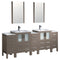 Fresca Torino 84" Gray Oak Modern Double Sink Bathroom Vanity w/ 3 Side Cabinets & Integrated Sinks FVN62-72GO-UNS