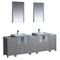 Fresca Torino 84" Gray Modern Double Sink Bathroom Vanity w/ 3 Side Cabinets & Integrated Sinks FVN62-72GR-UNS