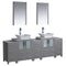 Fresca Torino 84" Gray Modern Double Sink Bathroom Vanity w/ 3 Side Cabinets & Vessel Sinks FVN62-72GR-VSL