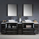 Fresca Torino 96" Espresso Modern Double Sink Bathroom Vanity with 3 Side Cabinets and Vessel Sinks FVN62-96ES-VSL