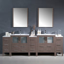 Fresca Torino 96" Gray Oak Modern Double Sink Bathroom Vanity with 3 Side Cabinets and Integrated Sinks FVN62-96GO-UNS