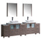 Fresca Torino 96" Gray Oak Modern Double Sink Bathroom Vanity w/ 3 Side Cabinets & Vessel Sinks FVN62-96GO-VSL