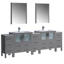 Fresca Torino 96" Gray Modern Double Sink Bathroom Vanity w/ 3 Side Cabinets & Integrated Sinks FVN62-96GR-UNS