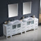 Fresca Torino 96" White Modern Double Sink Bathroom Vanity with 3 Side Cabinets and Integrated Sinks FVN62-96WH-UNS