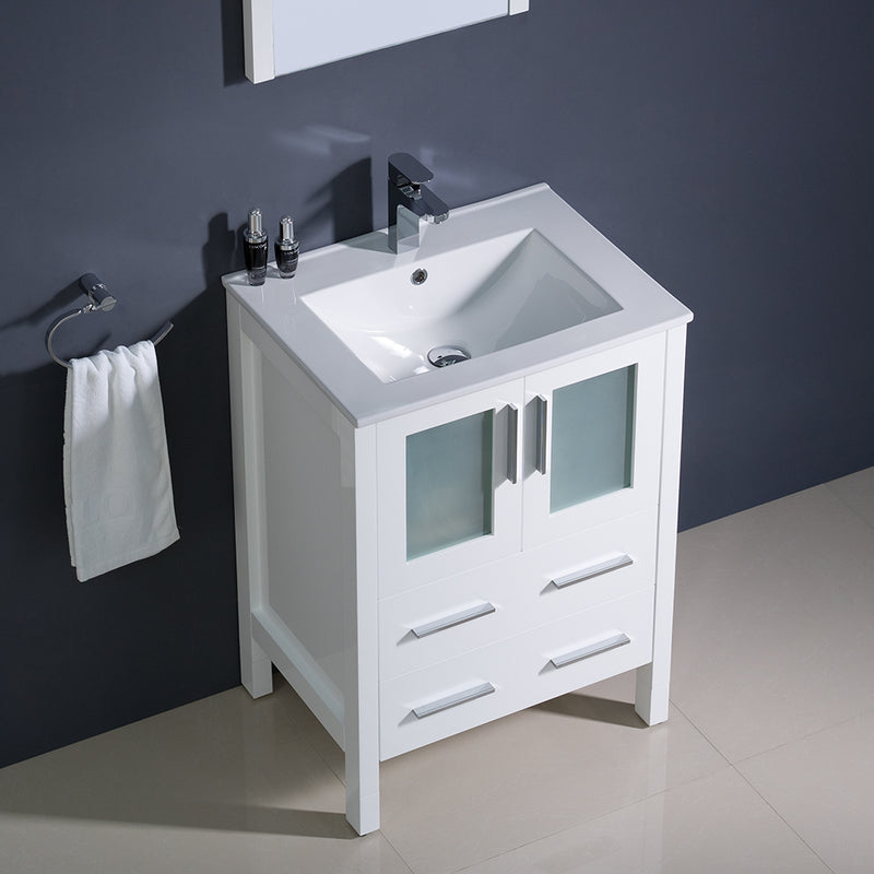 Fresca Torino 24" White Modern Bathroom Vanity with Integrated Sink FVN6224WH-UNS