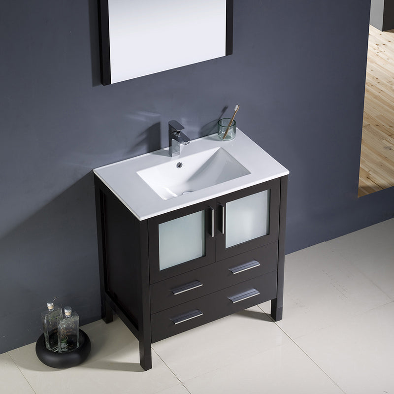 Fresca Torino 30" Espresso Modern Bathroom Vanity with Integrated Sink FVN6230ES-UNS