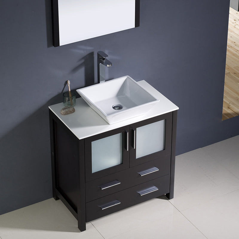 Fresca Torino 30" Espresso Modern Bathroom Vanity with Vessel Sink FVN6230ES-VSL