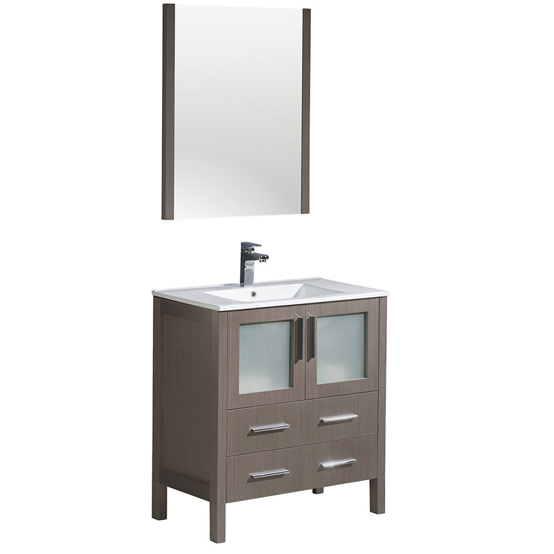 Fresca Torino 30" Gray Oak Modern Bathroom Vanity w/ Integrated Sink FVN6230GO-UNS