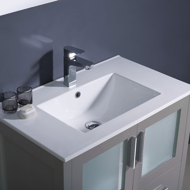 Fresca Torino 30" Gray Modern Bathroom Vanity with Integrated Sink FVN6230GR-UNS