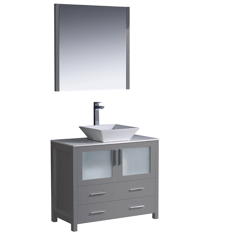 Fresca Torino 36" Gray Modern Bathroom Vanity w/ Vessel Sink FVN6236GR-VSL