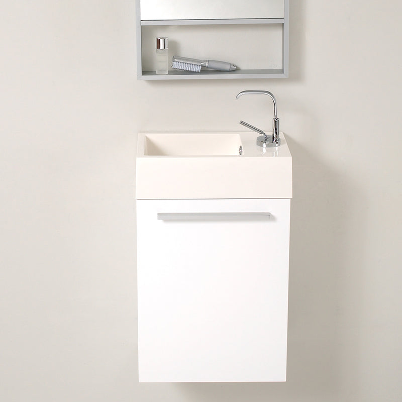 Fresca Pulito 16" Small White Modern Bathroom Vanity with Tall Mirror FVN8002WH