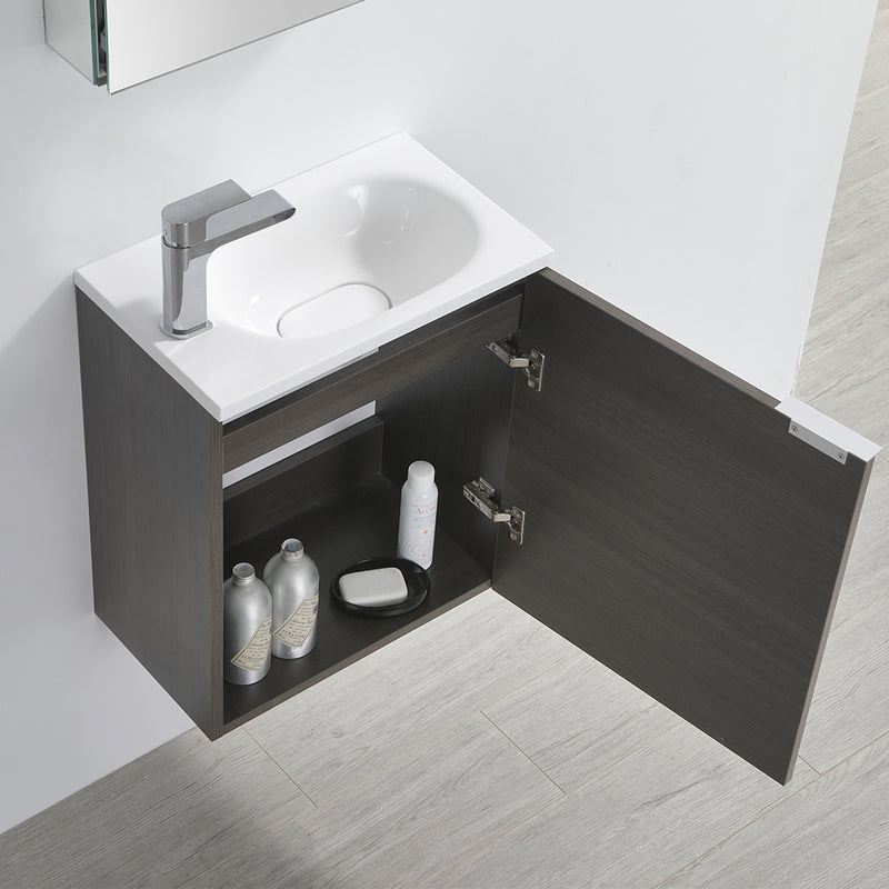 Fresca Valencia 20" Gray Oak Wall Hung Modern Bathroom Vanity with Medicine Cabinet FVN8003GO