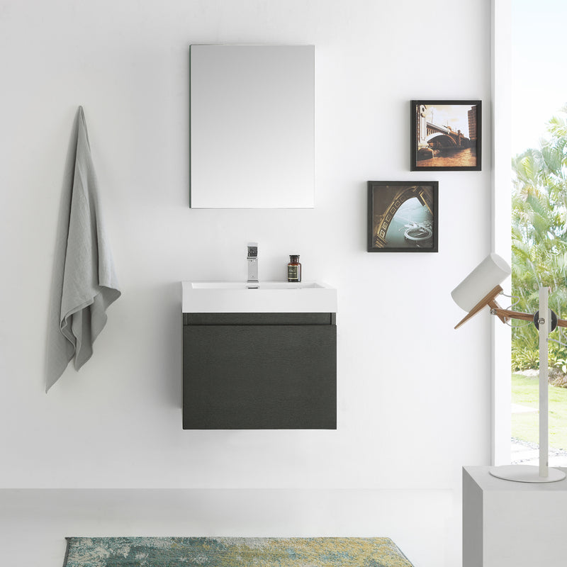 Fresca Nano 24" Black Modern Bathroom Vanity with Medicine Cabinet FVN8006BW